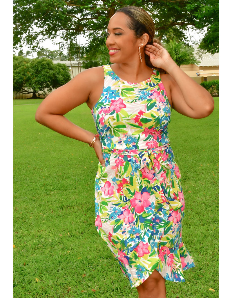 RINIA- Floral Wrap Dress with Ruffle Button - Harmonygirl.com