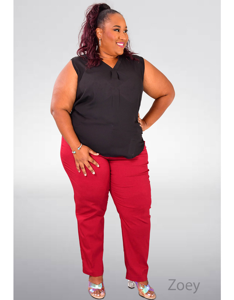 ZOEY- Plus Size Pants with Pockets and Tabs 