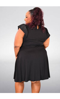 ARIA ILOE- Plus Size Frill Arm & Neck Dress