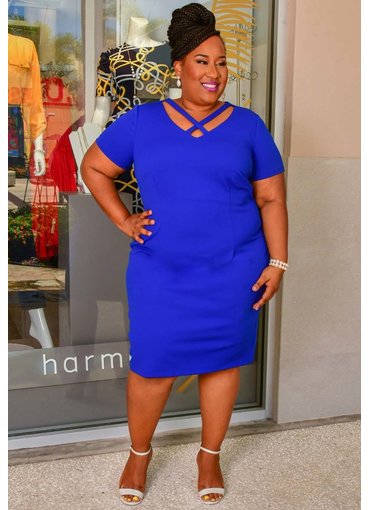 ROXANNA- Plus Size Short Sleeve Dress