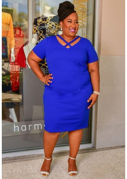 ROXANNA- Plus Size Short Sleeve Dress