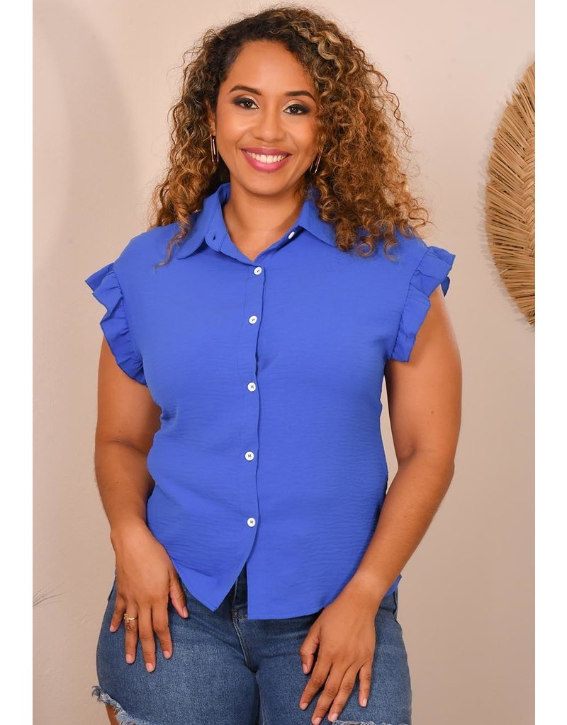 ARIA VELU- Button Down Top with Frill Arms