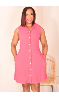 Nina Leonard REEANN- Button Down Dress with Collar