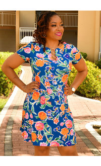 MSK IDIVA- Floral Print Dress with 3 Rings
