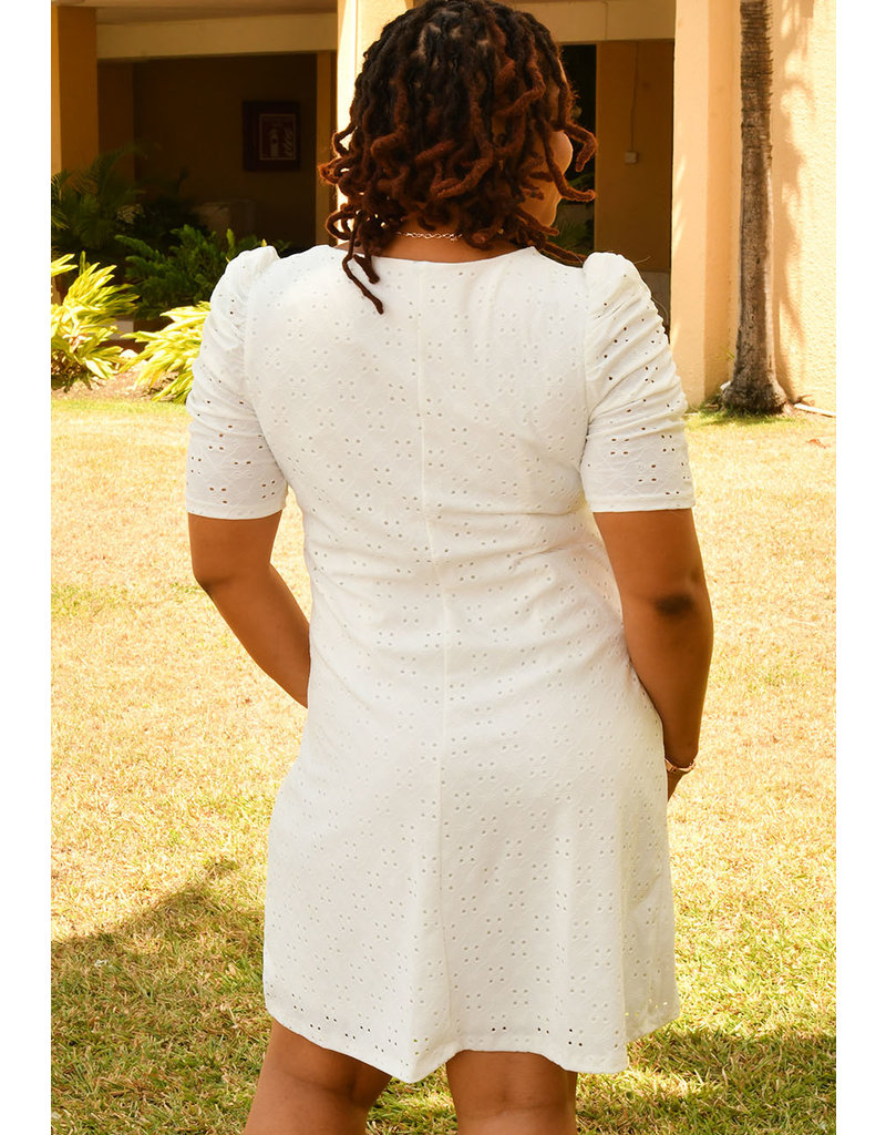 MSK ISSIA- Eyelet Dress with Round Neck