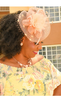 Fascinator with Chiffon Flower Beads & Net