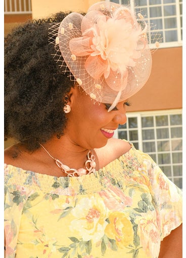 Fascinator with Chiffon Flower Beads & Net