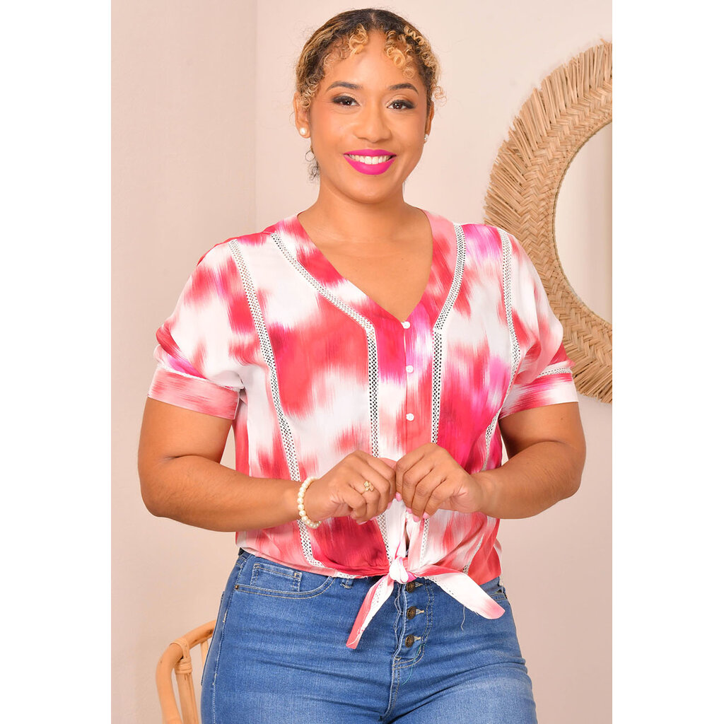 VICKE- Brush Print with Crochet Patches