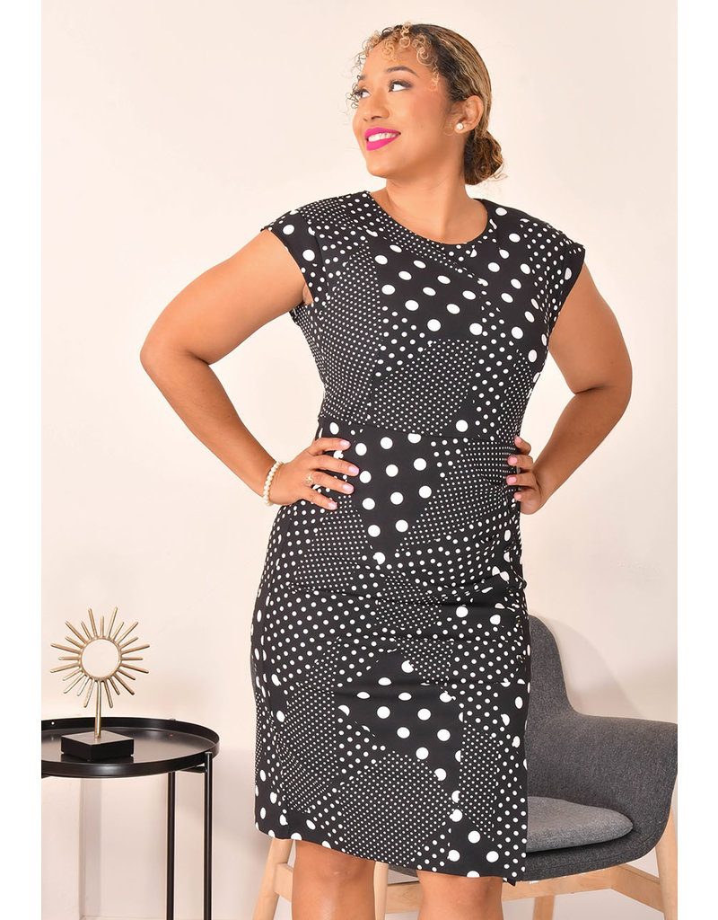 Jessica Rose RIRON- Polka Dot Cap Sleeve Dress