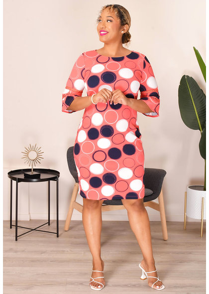 Jessica Rose RELANA- Circle Print Round Neck Dress