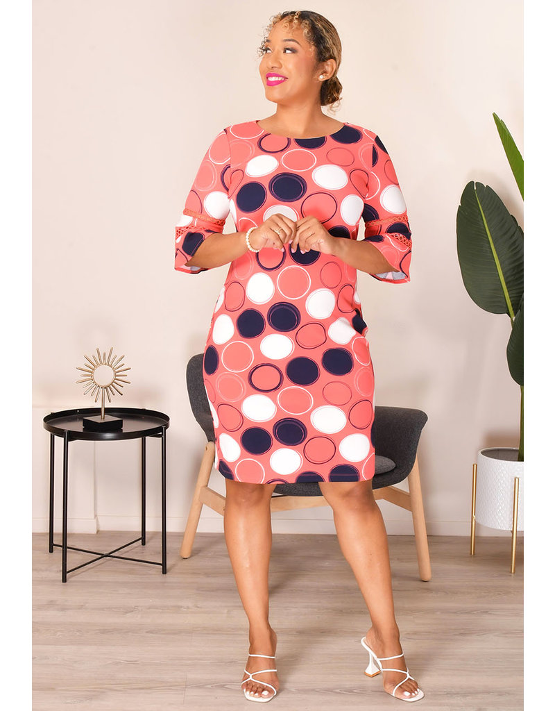 Jessica Rose RELANA- Circle Print Round Neck Dress