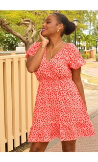 GETS OJENNY- Printed Puff Sleeve Dress