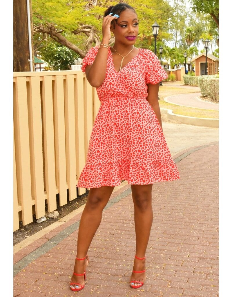 GETS OJENNY- Printed Puff Sleeve Dress