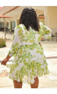 Maison Tara FUDI-Plus Size Floral Print Dress with Sleeves
