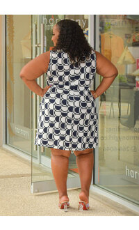Nina Leonard YULIN- Plus Size Circle Print Dress with Pocket