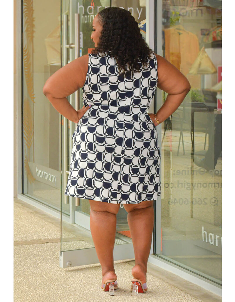 Nina Leonard YULIN- Plus Size Circle Print Dress with Pocket
