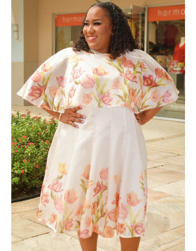 Maison Tara OJANA- Plus Size Cape Floral Dress