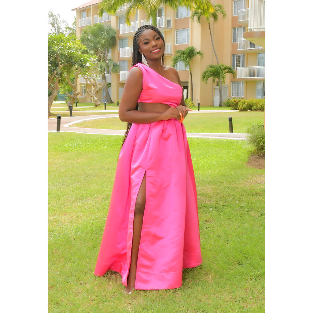 HELEN- One Shoulder Long Dress with Cut Out Side