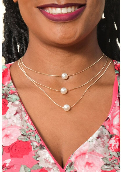 NIEHS Three Layered Pearl Necklace