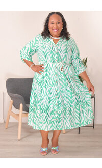 MLLE Gabrielle KIHIN- Plus Size Printed Button Down Dress