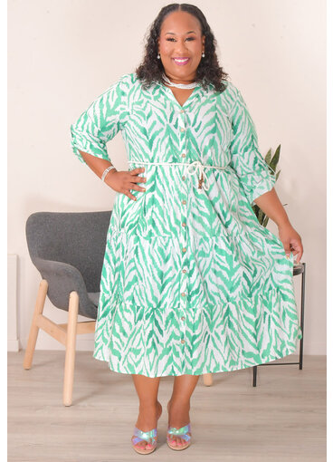 MLLE Gabrielle KIHIN- Plus Size Printed Button Down Dress