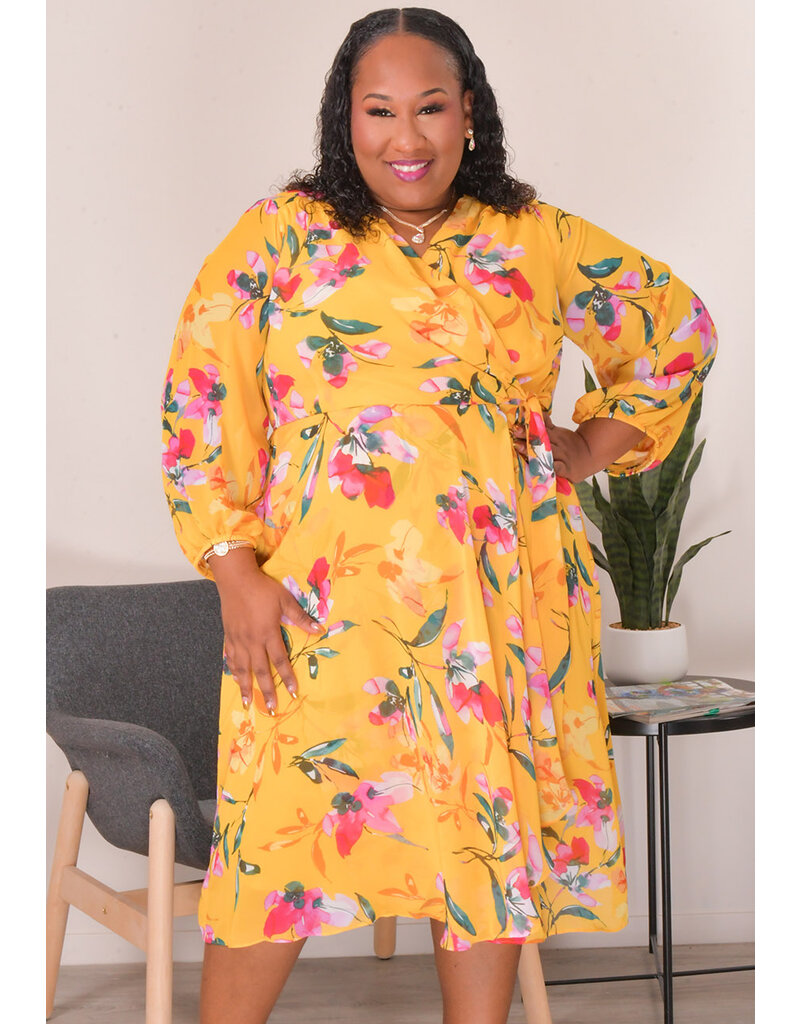 Signature FALIO- Floral Lap Top Dress with Balloon Sleeves