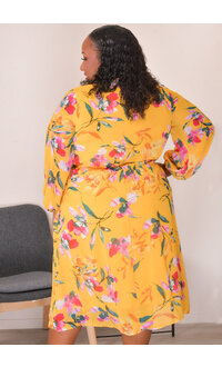 Signature FALIO- Floral Lap Top Dress with Balloon Sleeves