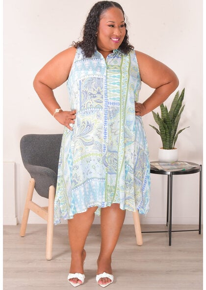 MLLE Gabrielle GUNIA- Plus Size Printed Armhole Dress