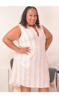 MLLE Gabrielle KILIO- Plus Size Stripe Dress with Collar