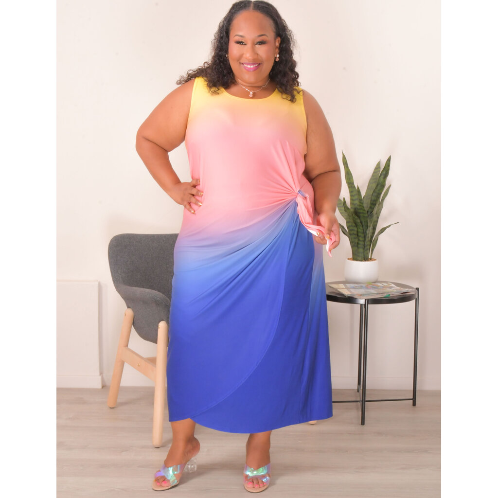 ITHA- Plus Size Long Tie Dye Dress