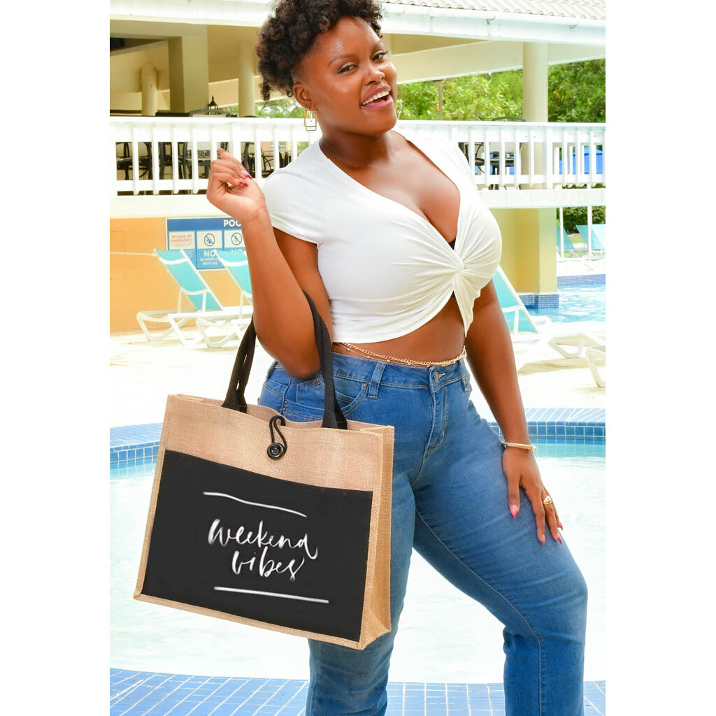 Weekend Vibes Straw Tote Bag