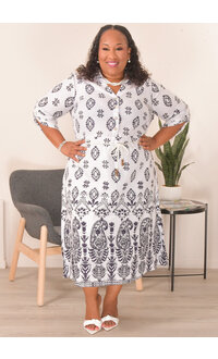 MLLE Gabrielle KANE- Plus Size 3/4 Sleeve Dress with Collar