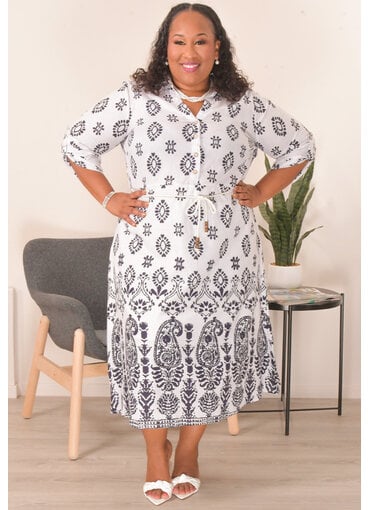 MLLE Gabrielle KANE- Plus Size 3/4 Sleeve Dress with Collar