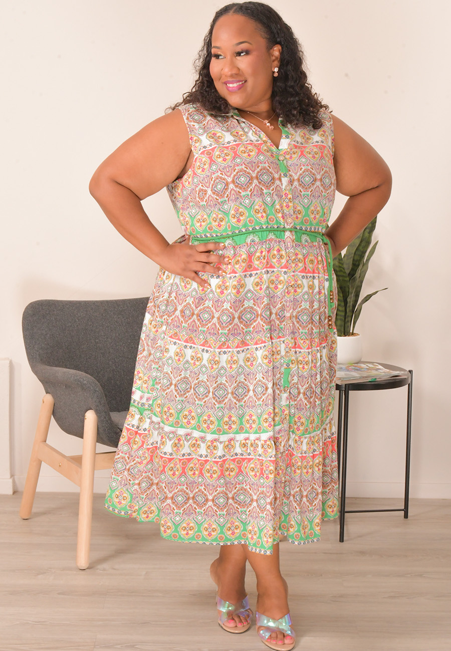 KADIE- Plus Size Printed Dress With Rope Band