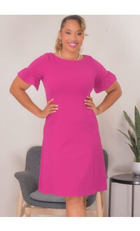 Jessica Howard REQINDA- Solid Bell Sleeve Dress