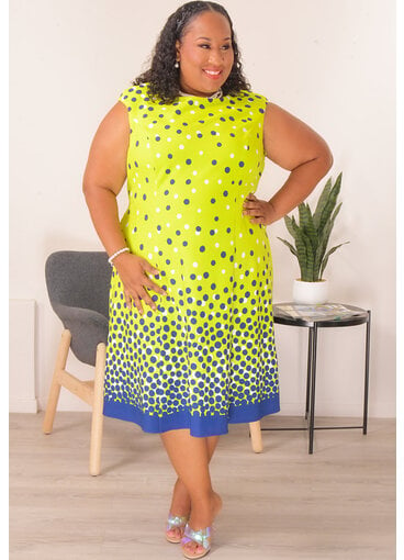 CARRIE- Plus Size Short Sleeve Round Neck Dress 