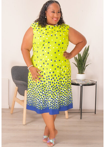 RAFE- Plus Size Polka Dot Armhole Dress