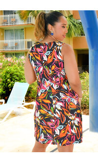 MSK IDANET- Printed Three Ring Keyhole Dress