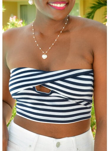 ARIA VIGIT- Stripe Tube Top with Keyhole