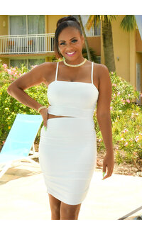 ARIA YETA- Spaghetti Strap Dress with Cut Out Side