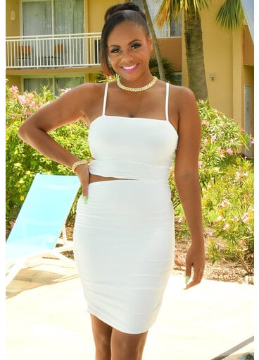 ARIA YETA- Spaghetti Strap Dress with Cut Out Side