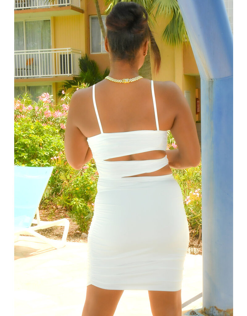 ARIA YETA- Spaghetti Strap Dress with Cut Out Side