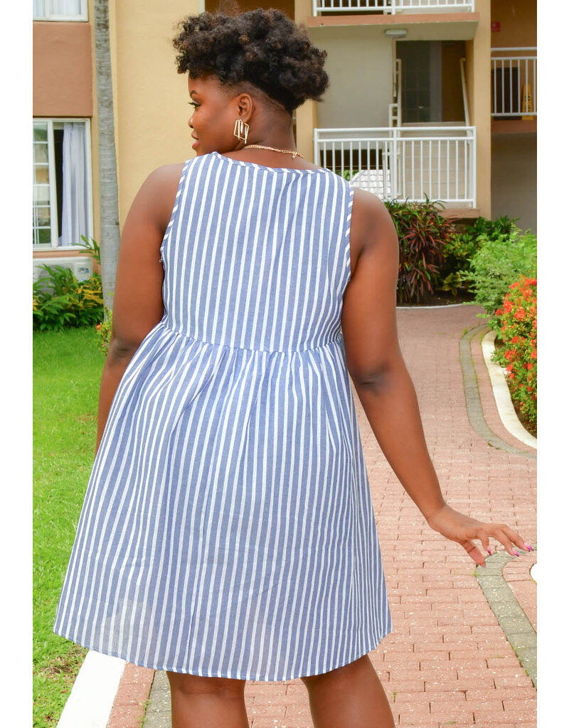 ARIA KILGO- Plus Size Stripe Armhole Dress