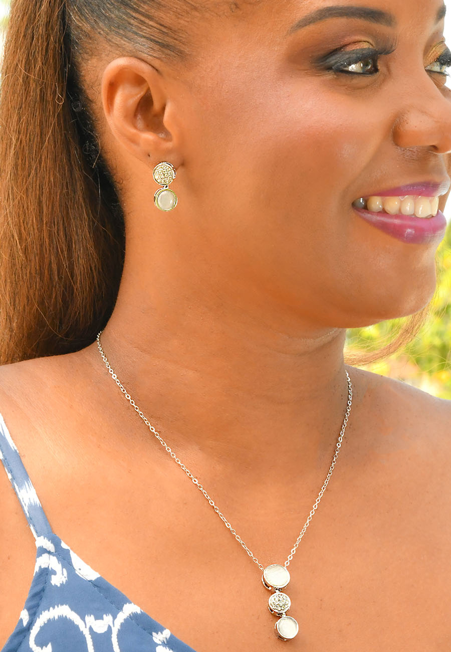 Triple Circle Drop Necklace Set