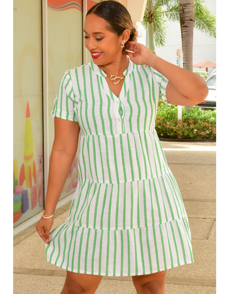 MLLE Gabrielle NASIM- Stripe Short Sleeve Dress