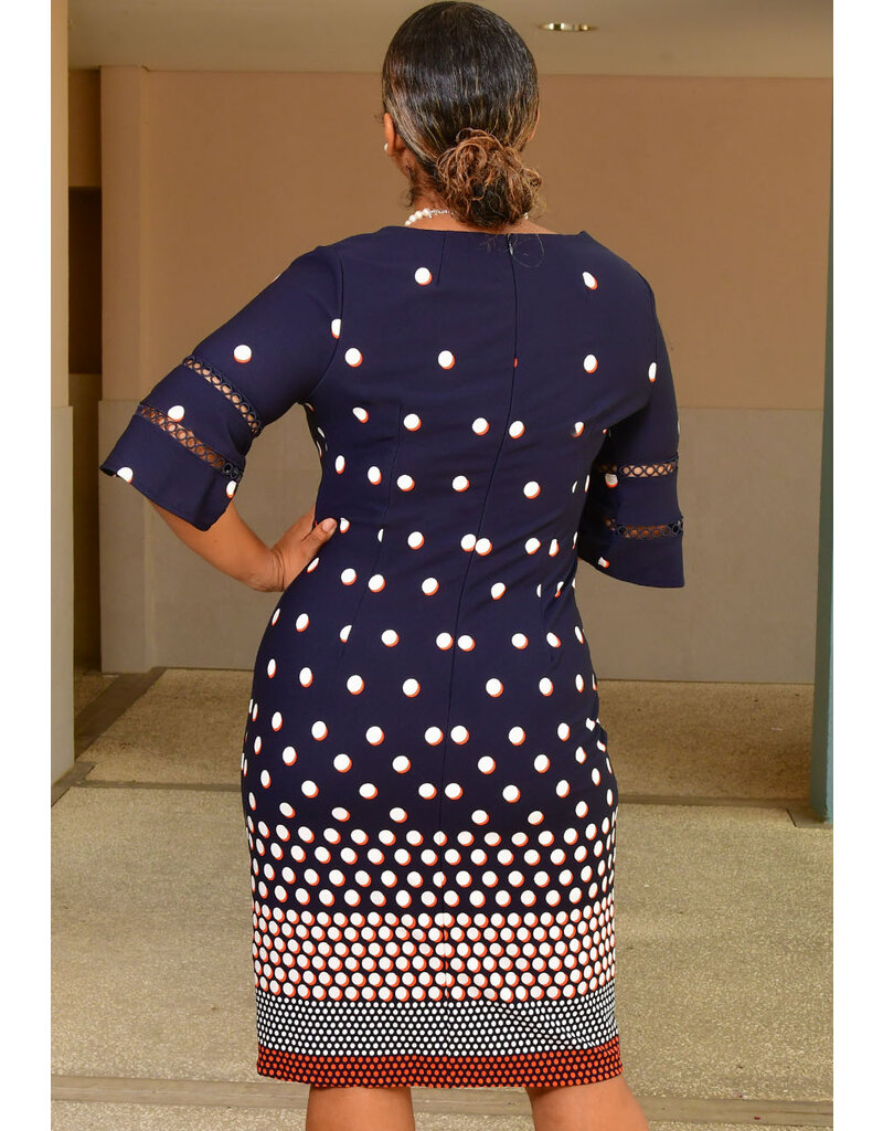 RIDLEY- Polka Dot 3/4 Sleeve Dress