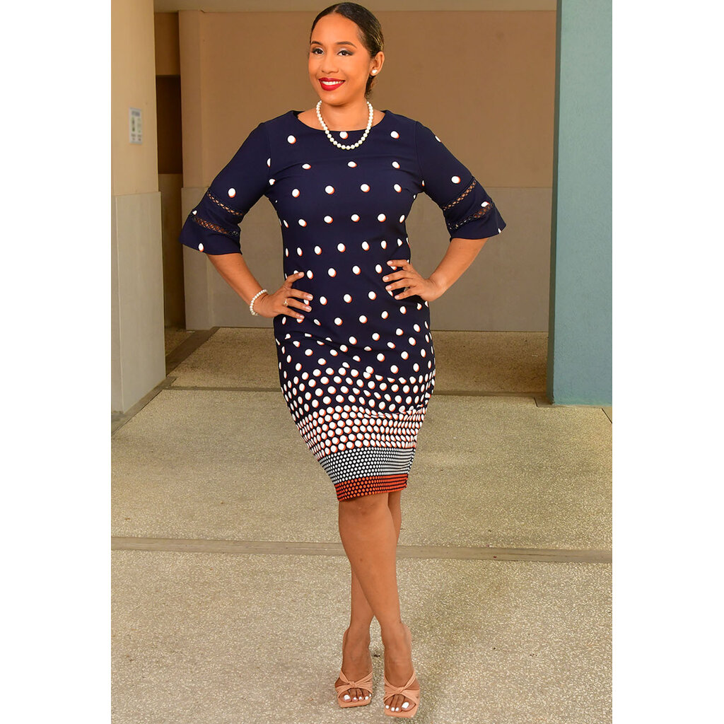RIDLEY- Polka Dot 3/4 Sleeve Dress