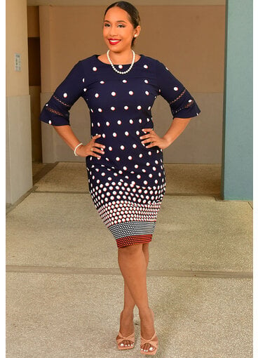 RIDLEY- Polka Dot 3/4 Sleeve Dress