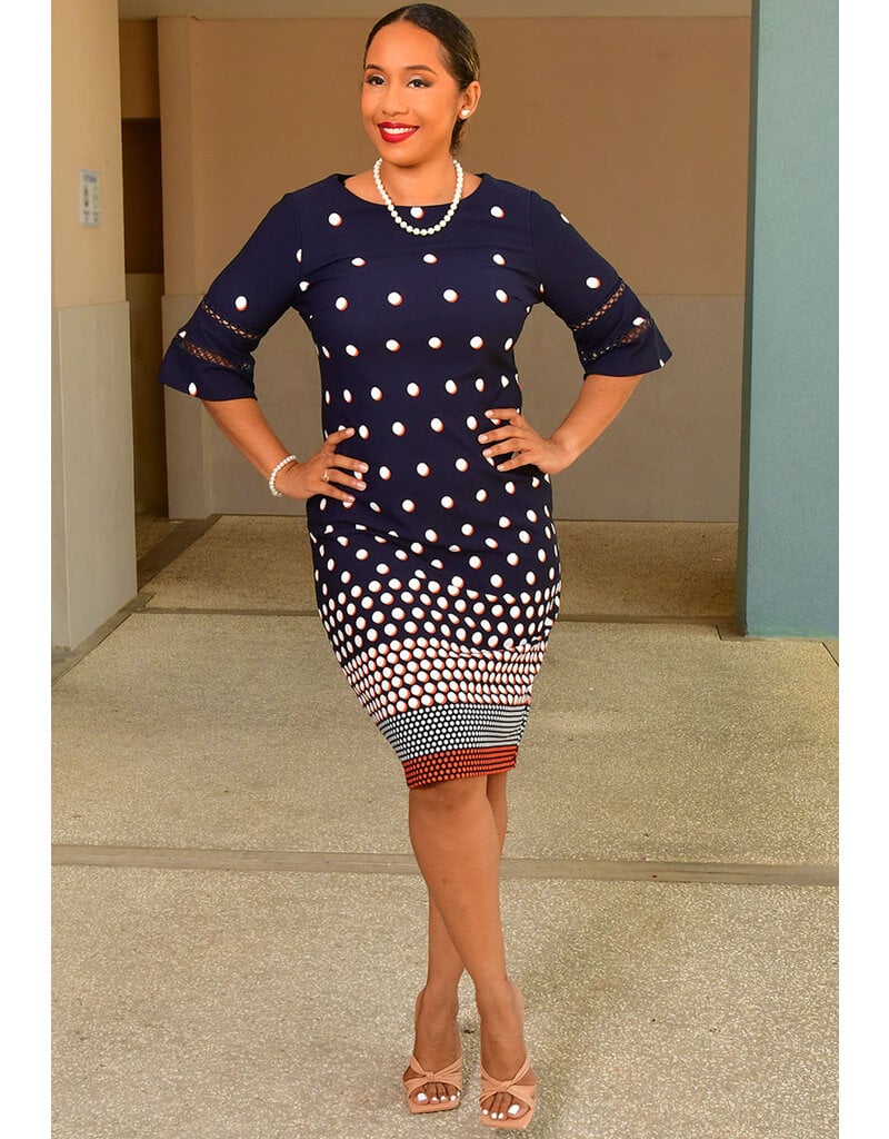 RIDLEY- Polka Dot 3/4 Sleeve Dress