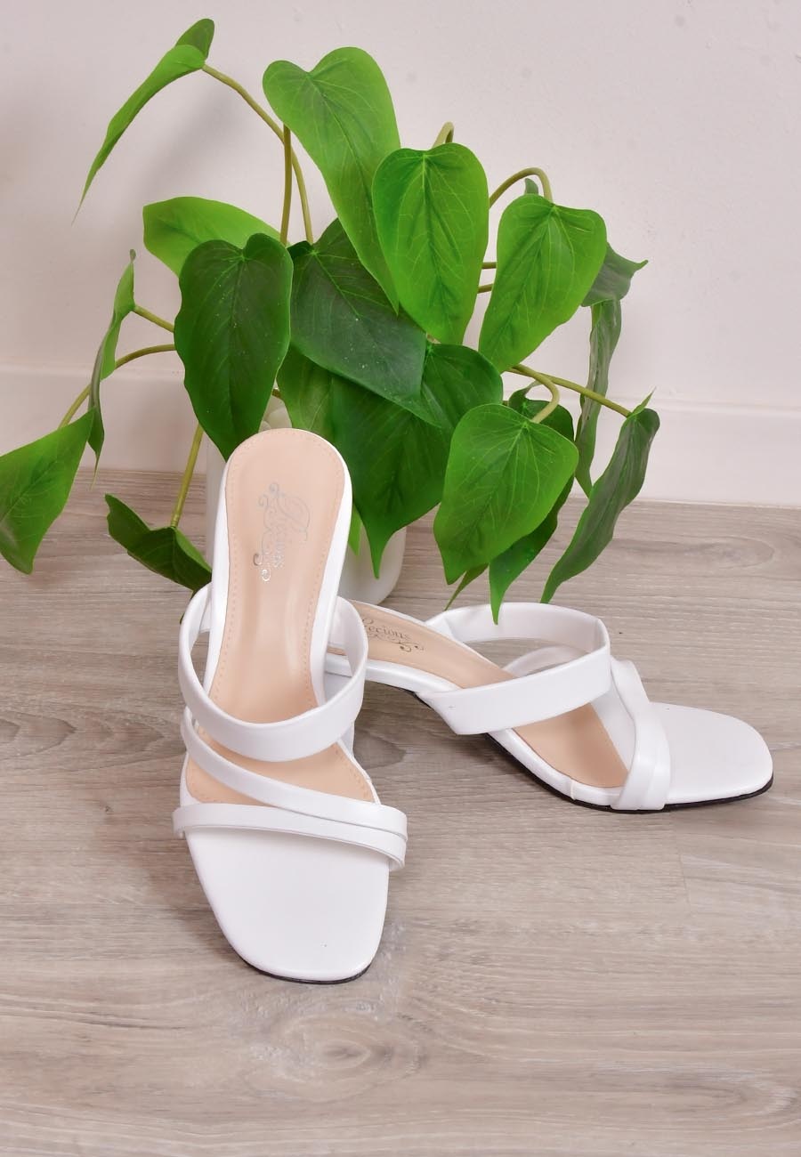 3 Strap Chunky Heel Slip On Shoes